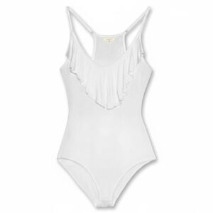 White Ruffle Detail Bodysuit (M) NWOT